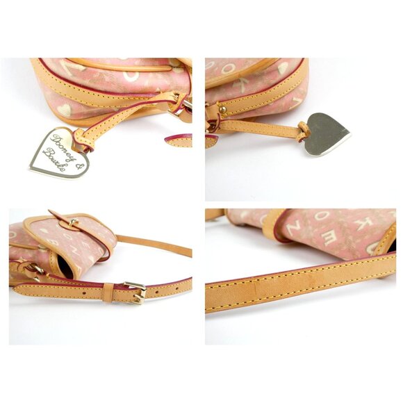 Dooney & Bourke Pink Heart Print Canvas & Leather Shoulder Bag - Picture 9 of 13